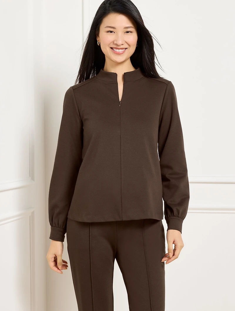 Passport Ponte Zip Mockneck Pullover