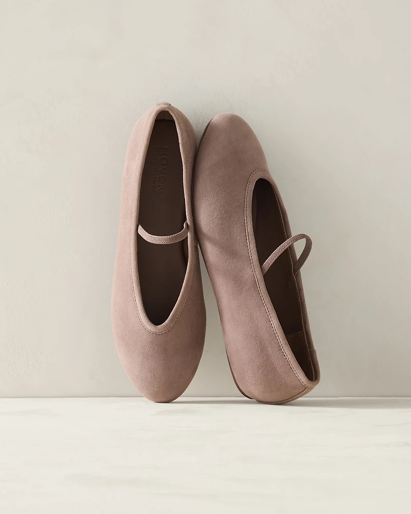 Suede Mary Jane Ballet Flats