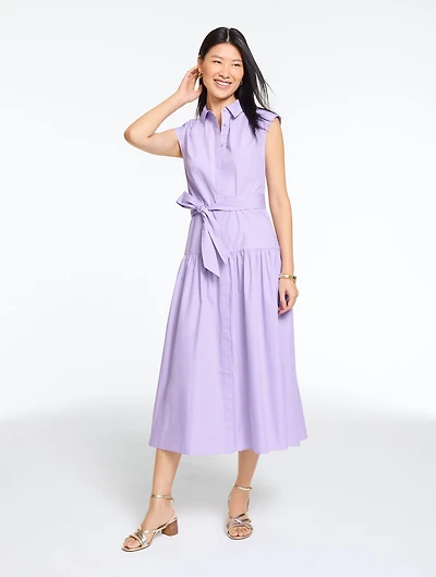 Poplin Drop Waist Midi Dress