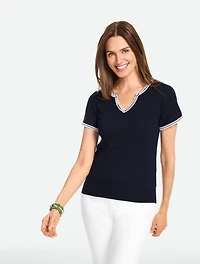 Whipstitch Short Sleeve Top