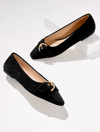 Whitley Buckle Suede Ballet Flats