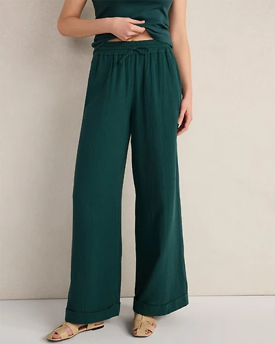 Organic Cotton Gauze Drawstring Pants