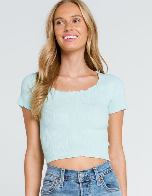 WEST OF MELROSE Knit To Win It Aqua Top