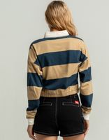 DICKIES Cinch Stripe Crop Polo Tee