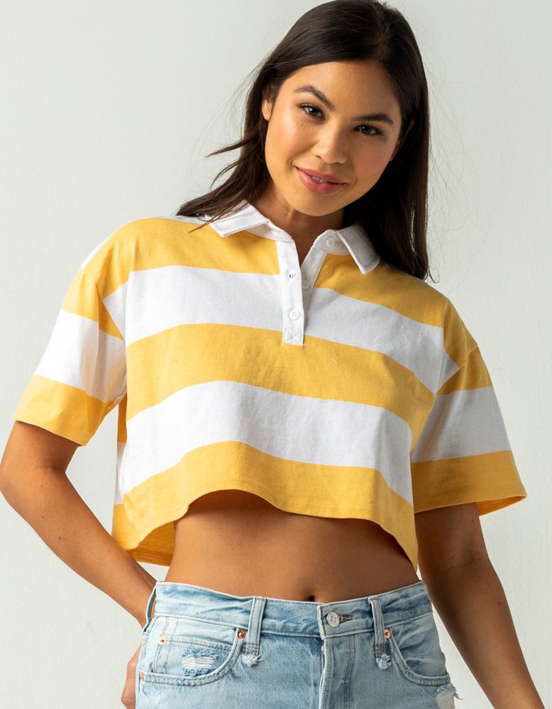 FULL TILT Rugby Stripe Mustard Polo Shirt