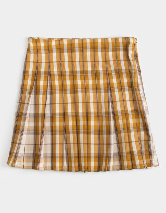 LOVE FIRE Plaid Girls Gold Tennis Skirt