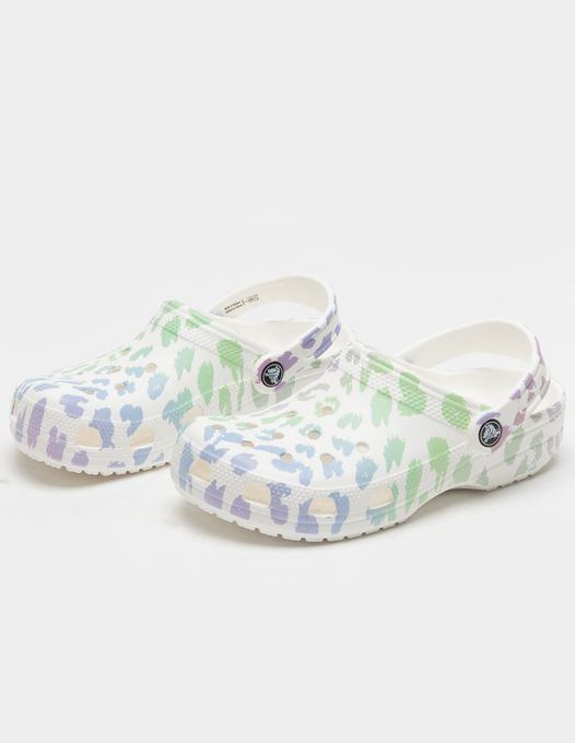 CROCS Classic Out Of This World II Juniors White & Leopard Clogs