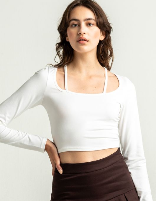 LE LIS Cropped Strappy White Top