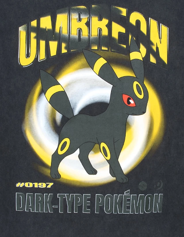 POKEMON Umbreon Mens Boxy Tee - WASHED BLACK
