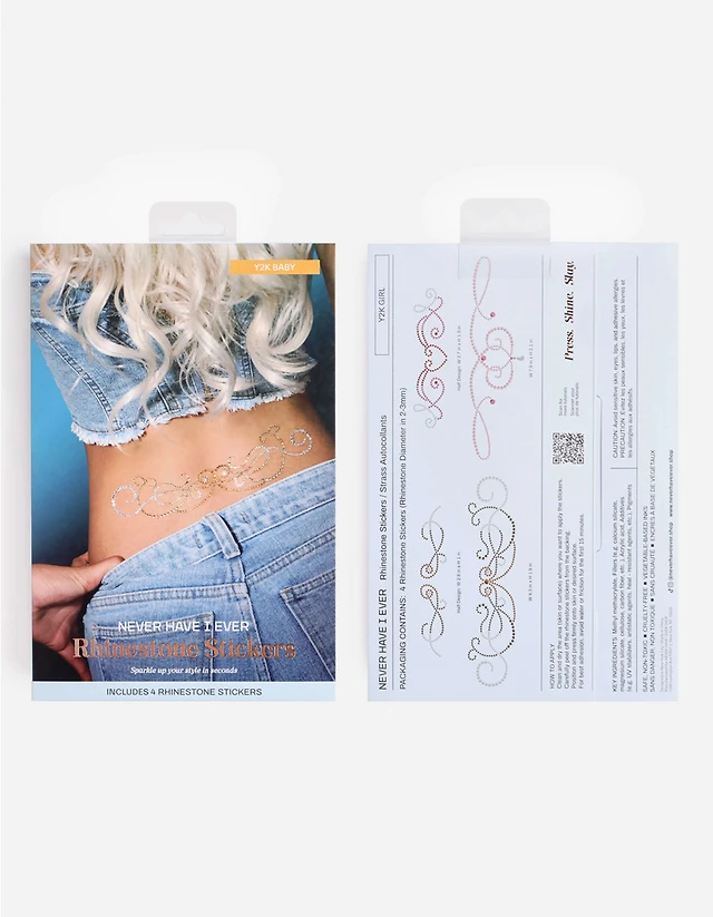 NEVER HAVE I EVER Y2K Baby Rhinestone Tattoo Set - MULTI