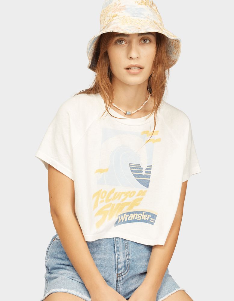 BILLABONG x Wrangler Take It Back Off White Crop Tee