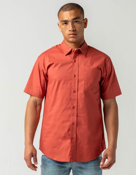 RSQ Solid Burnt Red Button Up Shirt