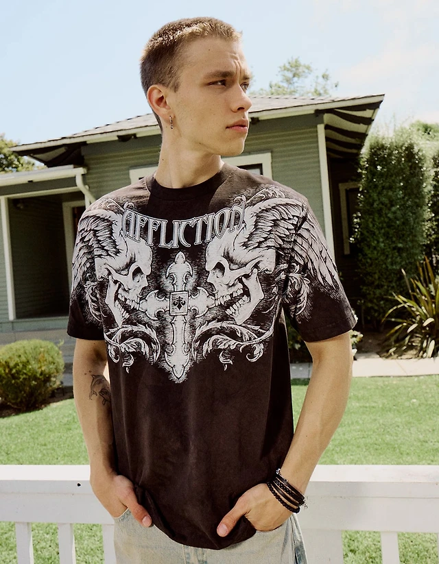 AFFLICTION Winged Up Mens Tee - BROWN