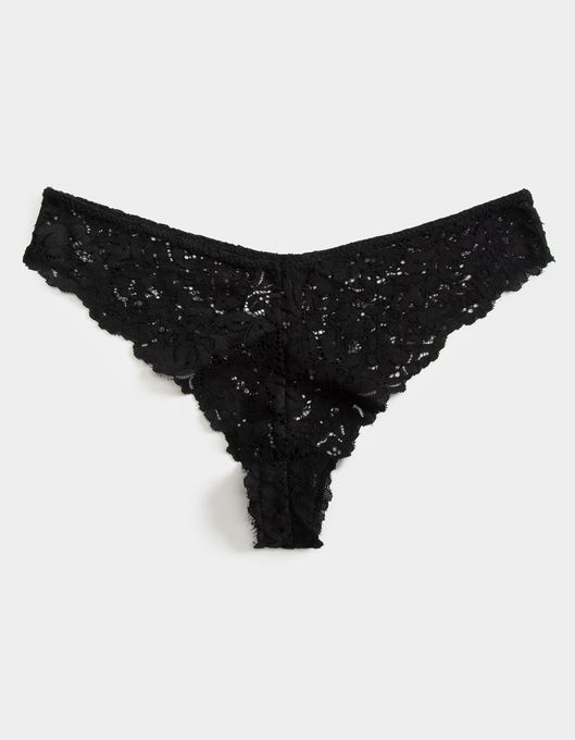 FULL TILT V Front Lace Black Thong