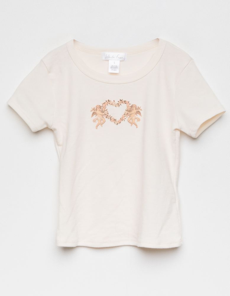 WHITE FAWN Heart Angel Girls Baby Tee