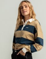 DICKIES Cinch Stripe Crop Polo Tee