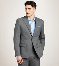 Slim Fit Light Grey Plaid Suit Jacket
