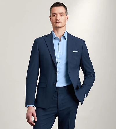 Slim Fit Blue Windowpane Suit Jacket