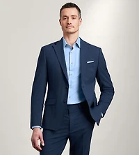 Slim Fit Blue Windowpane Suit Jacket