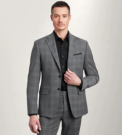 Slim Fit Grey Plaid Suit Jacket
