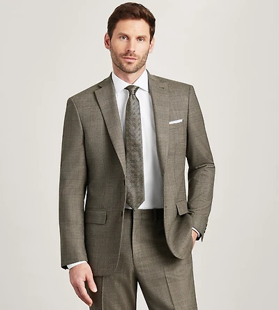 Modern Fit Brown Plaid Suit Jacket