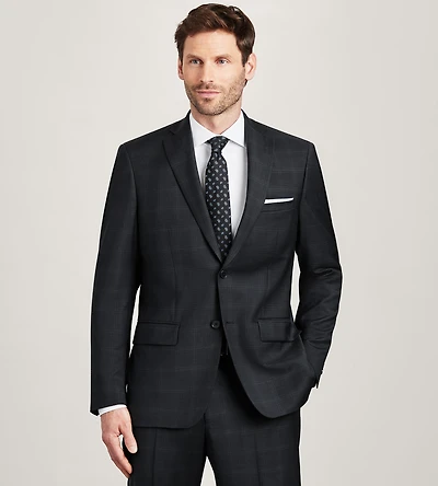 Modern Fit Black Plaid Suit Jacket