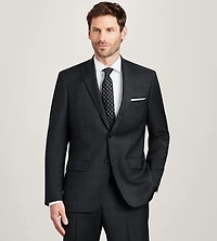 Modern Fit Black Plaid Suit Jacket