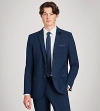 Slim Fit Navy Windowpane Suit Jacket