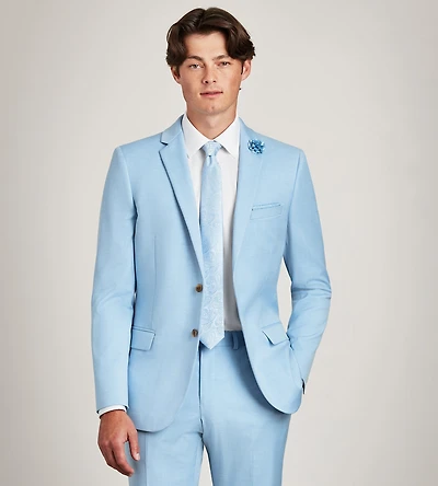 Slim Fit Light Blue Solid Suit Jacket