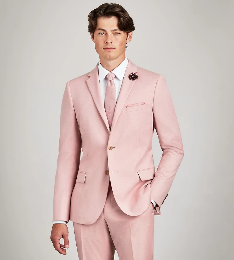Slim Fit Light Pink Solid Suit Jacket