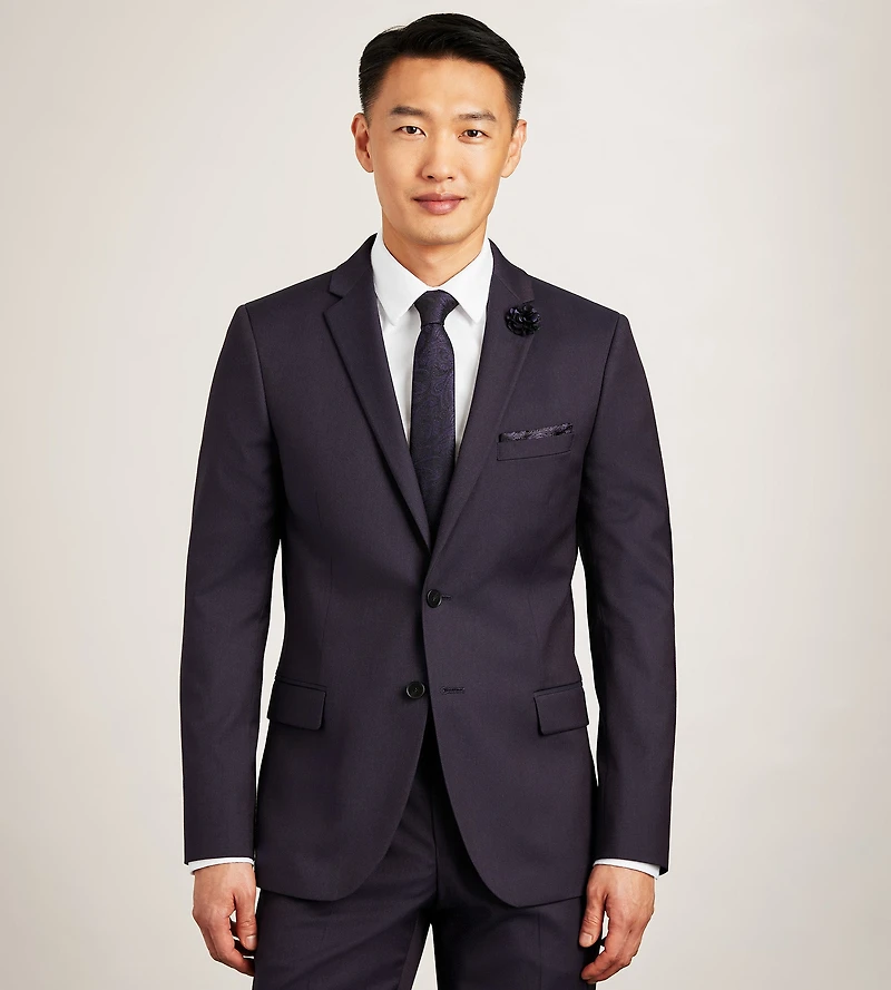 Slim Fit Deep Purple Solid Suit Jacket