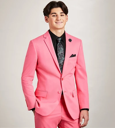 Slim Fit Pink Solid Suit Jacket