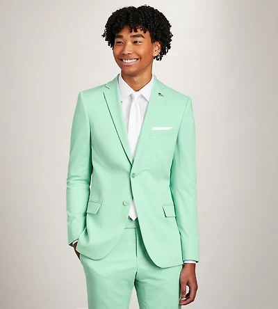 Slim Fit Green Solid Suit Jacket