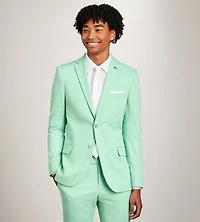 Slim Fit Green Solid Suit Jacket