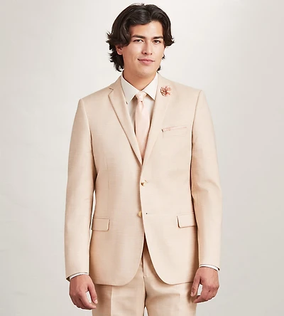 Slim Fit Pale Peach Solid Suit Jacket