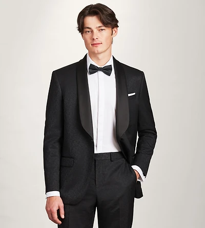 Modern Fit Black Jacquard Tuxedo Jacket