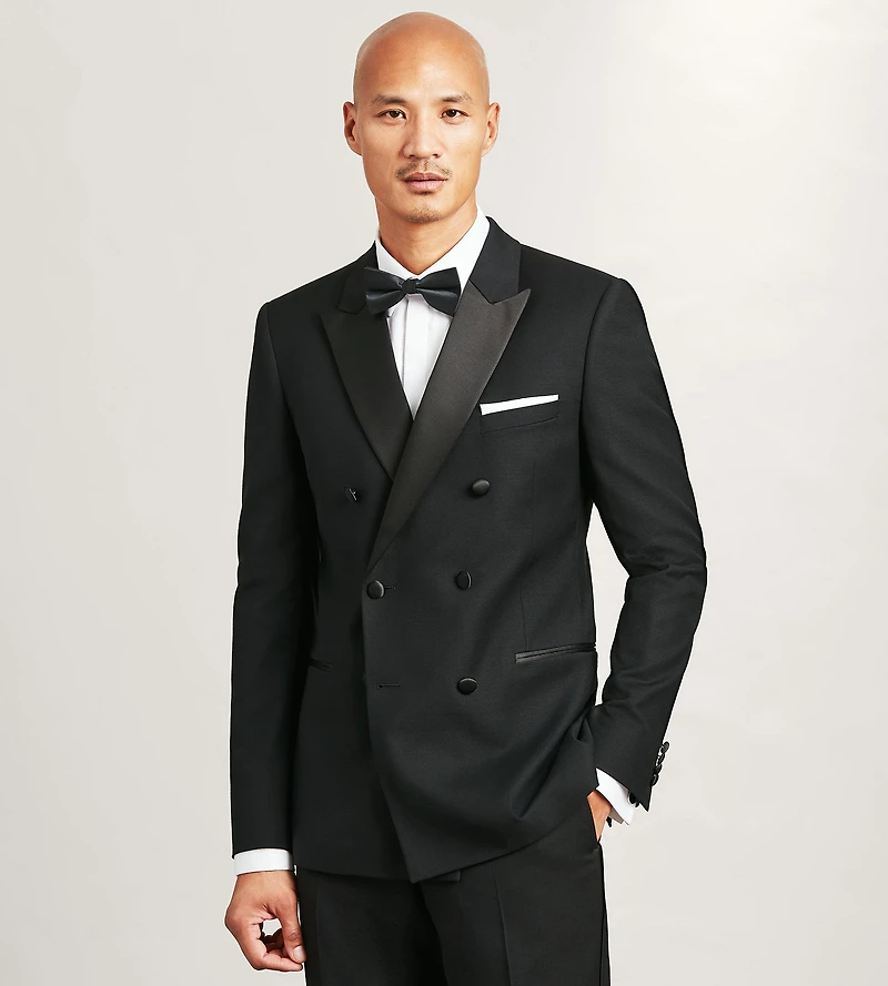 Slim Fit Black Solid Tuxedo Jacket
