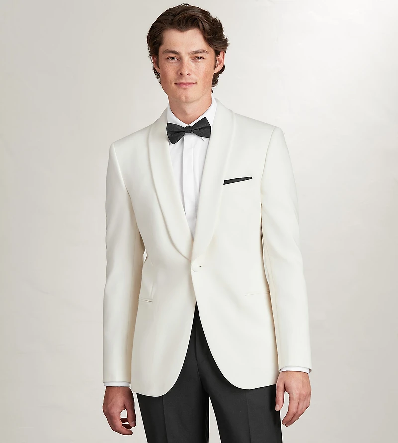 Slim Fit Ivory Solid Tuxedo Jacket