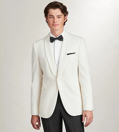Slim Fit Ivory Solid Tuxedo Jacket