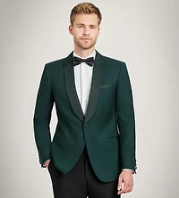 Slim Fit Forest Green Solid Tuxedo Jacket