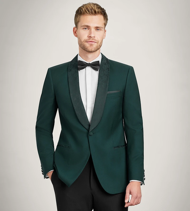 Modern Fit Forest Green Solid Tuxedo Jacket