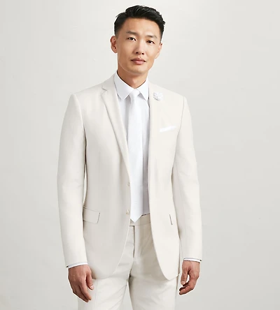 Modern Fit Off White Solid Suit Jacket
