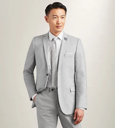 Slim Fit Light Grey Solid Suit Jacket