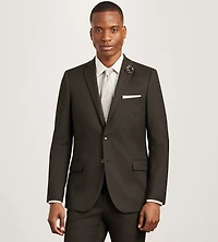 Slim Fit Dark Brown Solid Suit Jacket