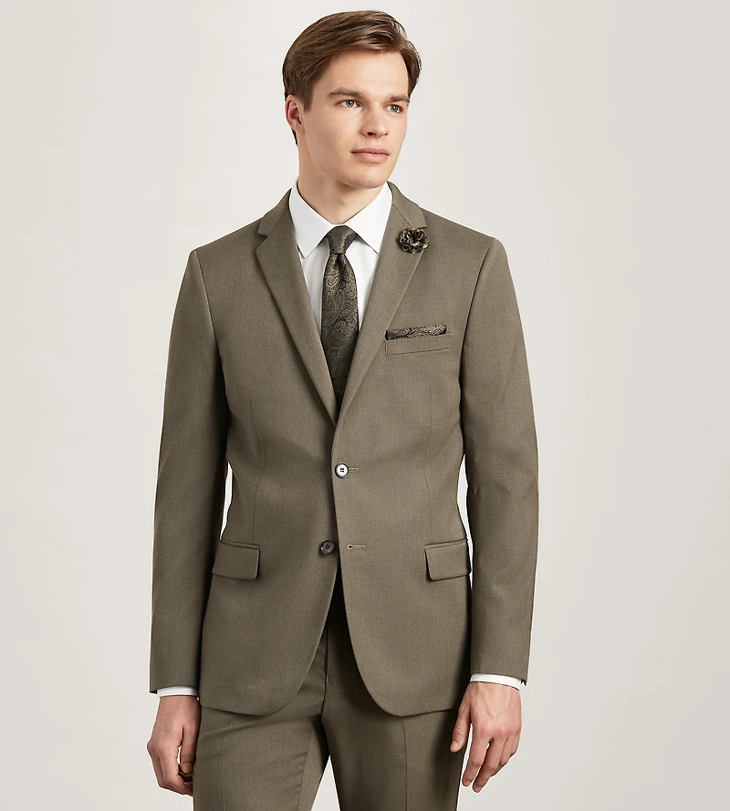 Modern Fit Brown Solid Suit Jacket