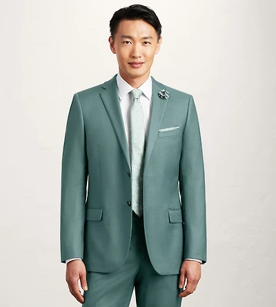 Slim Fit Teal Solid Suit Jacket