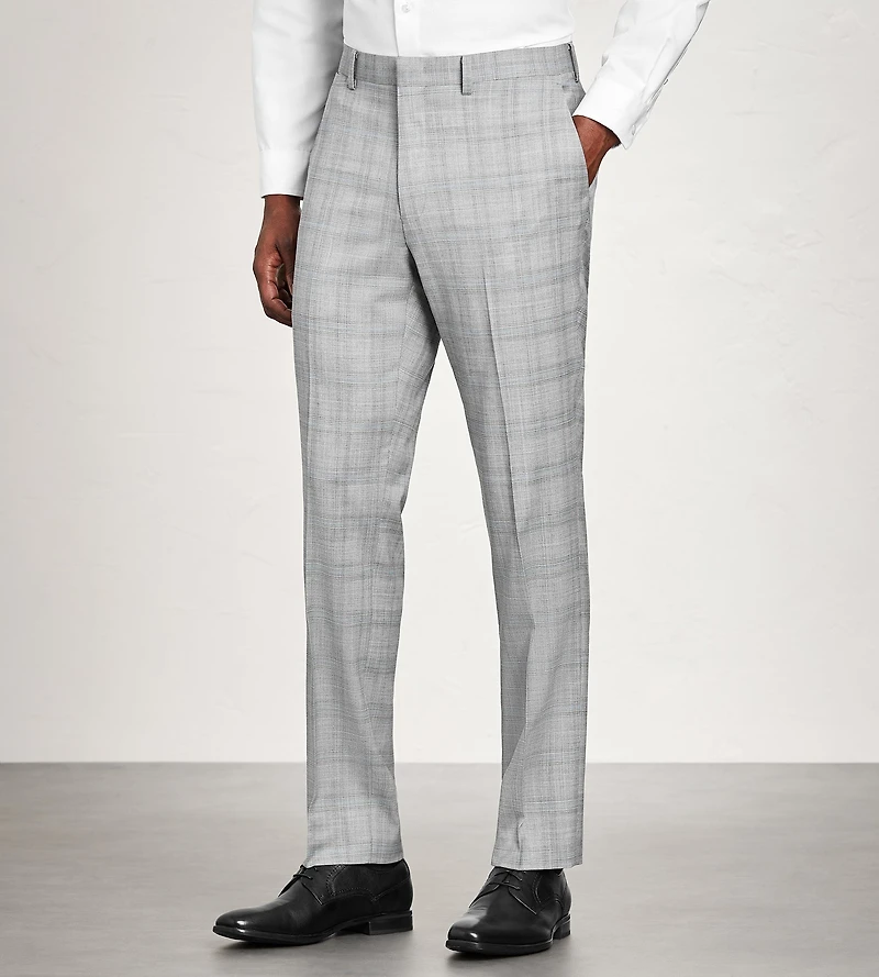 Modern Fit Grey Plaid Suit Pants
