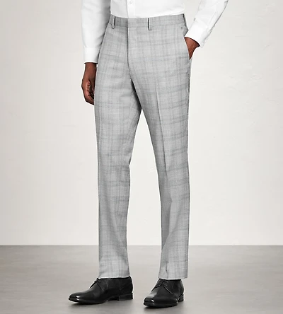 Modern Fit Grey Plaid Suit Pants
