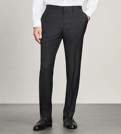 Modern Fit Black Plaid Suit Pants