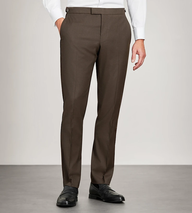 Slim Fit Dark Brown Solid Tuxedo Pants